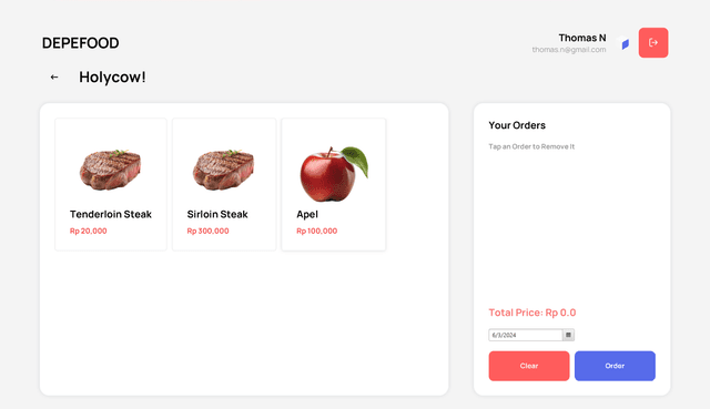 Depefood Ordering Desktop App